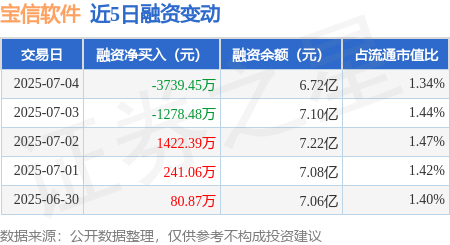 宏泰 宝信软件：7月4日融资买入6768.82万元，融资融券余额6.75亿元
